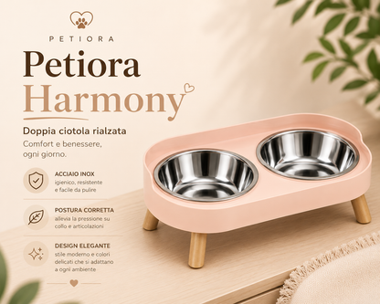 Petiora Harmony | Doppia ciotola rialzata elegante